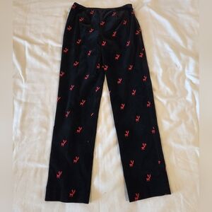 J. McLaughlin Black Velvet Pants with Red Reindeer